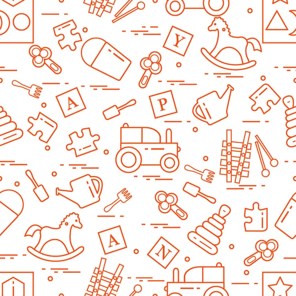 Çocukların oyuncakları çeşitli ile şirin seamless modeli: h sallanan