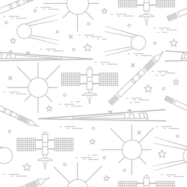 様々 な宇宙探査要素を持つシームレス パターン. — ストックベクタ