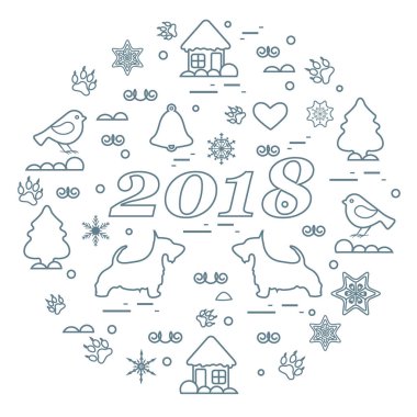 Farklı yeni yıl ve Noel sym sevimli vektör çizimi