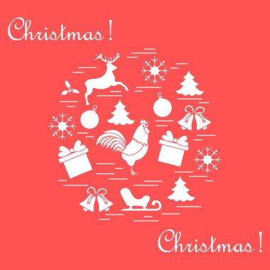 Farklı yeni yıl ve Noel simgeler vektör çizim.