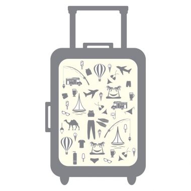 Renkli çanta güzel resim üzerinde farklı resimlerle