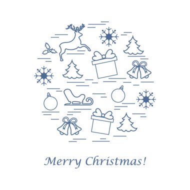 Farklı yeni yıl ve Noel simgeler vektör çizim 