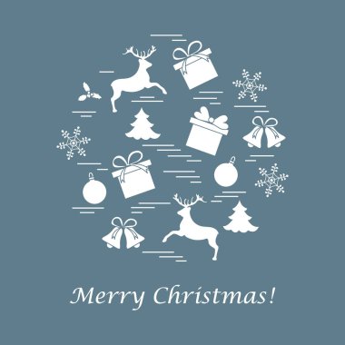 Farklı yeni yıl ve Noel simgeler vektör çizim.