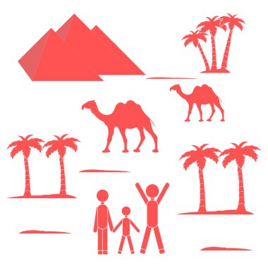 Seyahat için güzel bir resim gösteren aşk: insanlar ve Piramitler, palm t