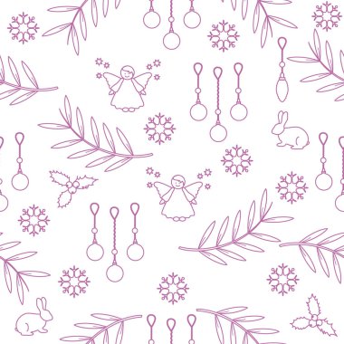 Kış Dikişsiz desen çeşitli yeni yıl ve Noel symb ile