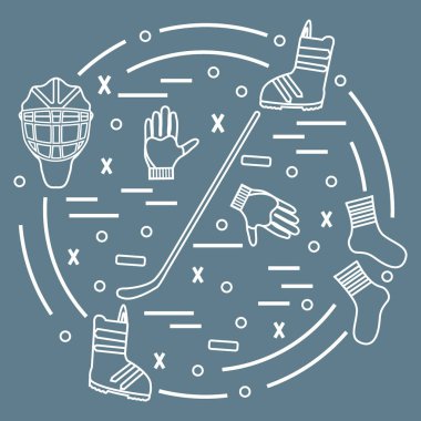 Hokey ve snowboard için çeşitli konularda vektör çizim