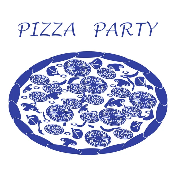 Belle illustration de pizza savoureuse et appétissante avec inscriptions . — Image vectorielle