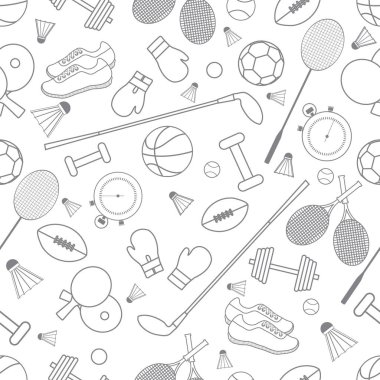 Spor konulu seamless modeli. Vektör çizim spor