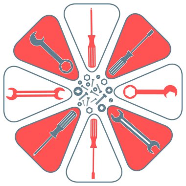 Farklı araçları ile renkli bir düzeni güzel resim 