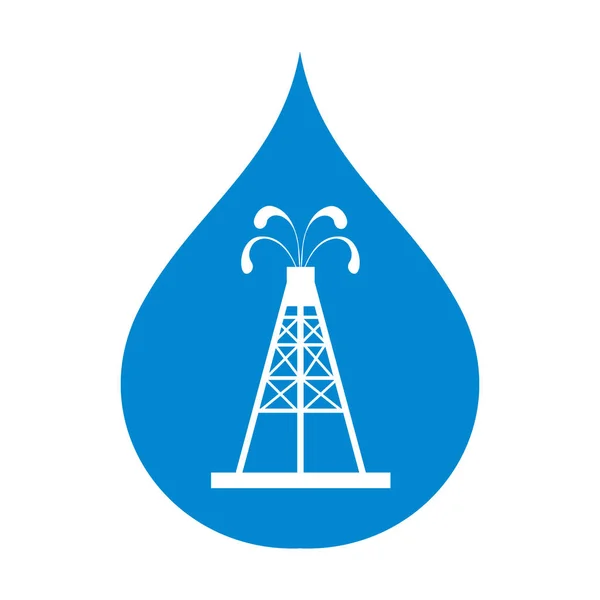 Icono estilizado de la plataforma de aceite con fuentes que brotan aceite con — Archivo Imágenes Vectoriales