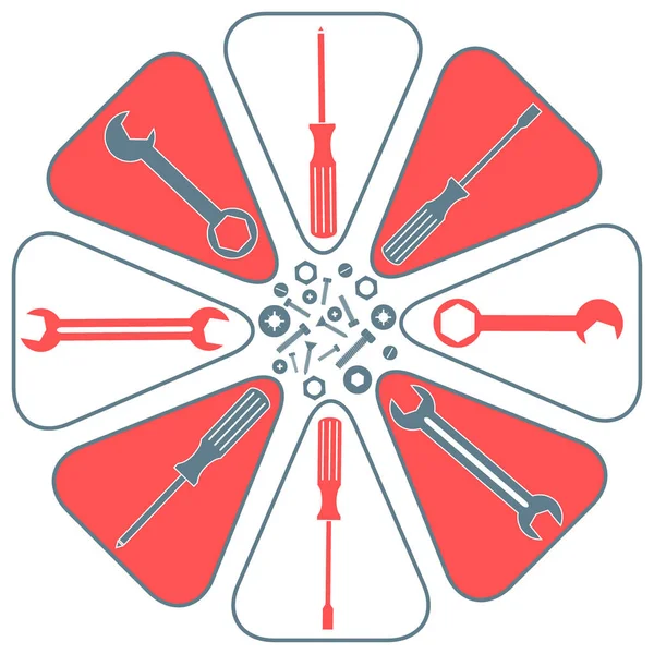 Imagem agradável de um esquema colorido com diferentes ferramentas — Vetor de Stock