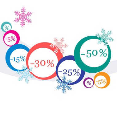 Pazarlar ve dükkanlar için çeşitli indirimler vektör çizim.