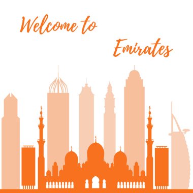 Birleşik Arap Emirlikleri gökdelenler silhouet vektör çizim