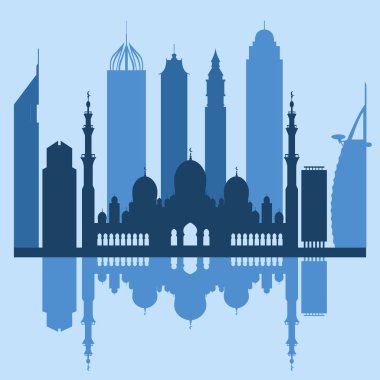 Birleşik Arap Emirlikleri gökdelenler silhouet vektör çizim