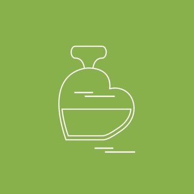 Kalp şeklindeki parfüm şişesi sevimli vektör çizim