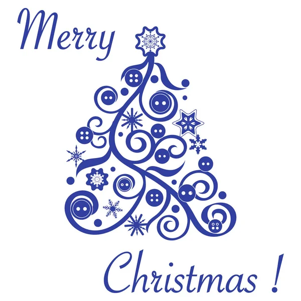Χαριτωμένο διανυσματικά εικονογράφηση της πρωτότυπο χριστουγεννιάτικο δέντρο διακοσμημένο wi — Διανυσματικό Αρχείο