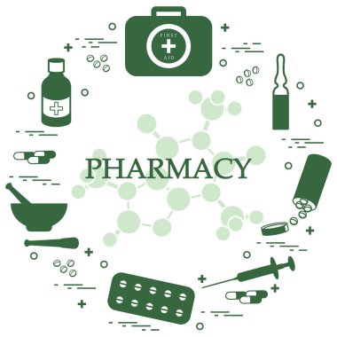 Çeşitli tıbbi cihazlar ve düzenlenen uyuşturucu ilk yardım kiti 