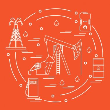 Petrol üretimi için donatım sevimli vektör çizim ca