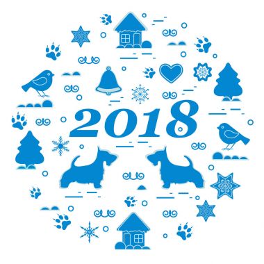 Farklı yeni yıl ve Noel sym sevimli vektör çizimi