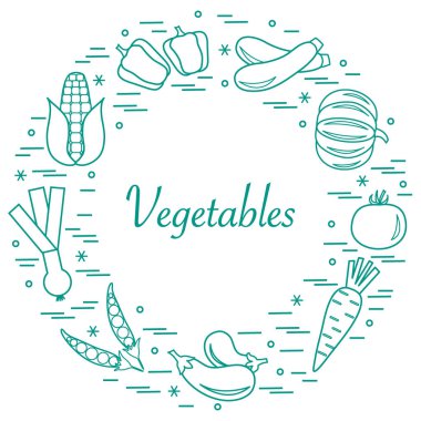 Sevimli vektör çizim farklı sonbahar mevsim sebzeleri