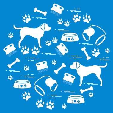 Bir CI düzenlenmiş köpek bakımı için sevimli vektör çizim ürünler