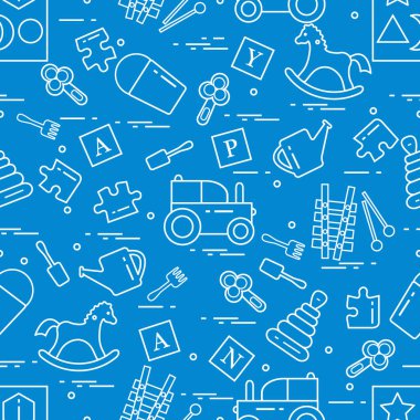 Çocukların oyuncakları çeşitli ile şirin seamless modeli: h sallanan