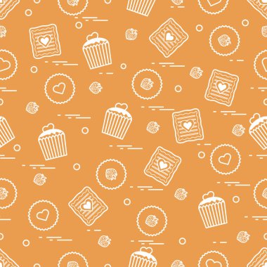 Şirin seamless modeli farklı romantik tatlılar. Aşk conce