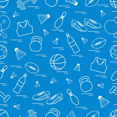 Spor konulu seamless modeli. Vektör çizim spor