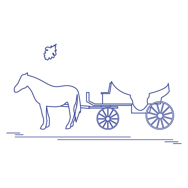 Vektorillustration med häst och vagn och Eklöv. Trav — Stock vektor