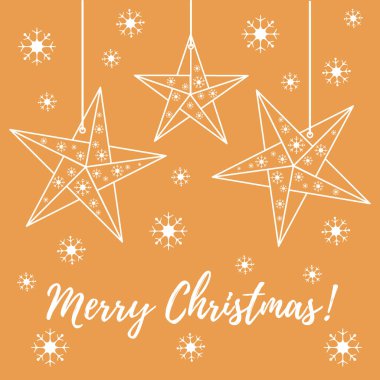 Vektör çizim kar taneleri ve üç yıldız origami ile kat
