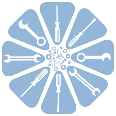 Farklı araçları ile renkli bir düzeni güzel resim 