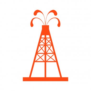 Petrol sondaj platformu yağla spurting çeşmeler ile stilize simgesi