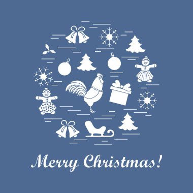 Farklı yeni yıl ve Noel simgeler vektör çizim.