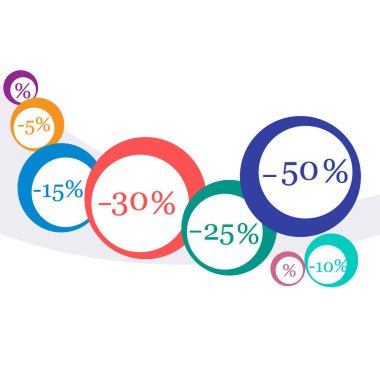 Pazarlar ve dükkanlar için çeşitli indirimler vektör çizim.