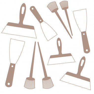 Renkli fırçalar ve spatula güzel resim