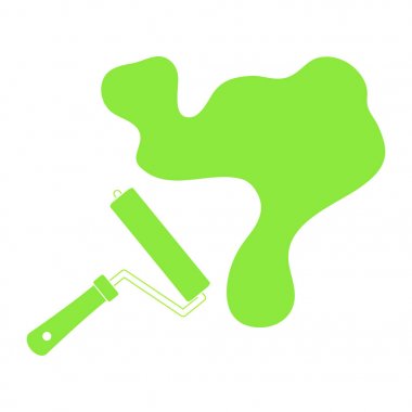 Güzel resim, büyük bir splodge ve boya renkli bir rulo 