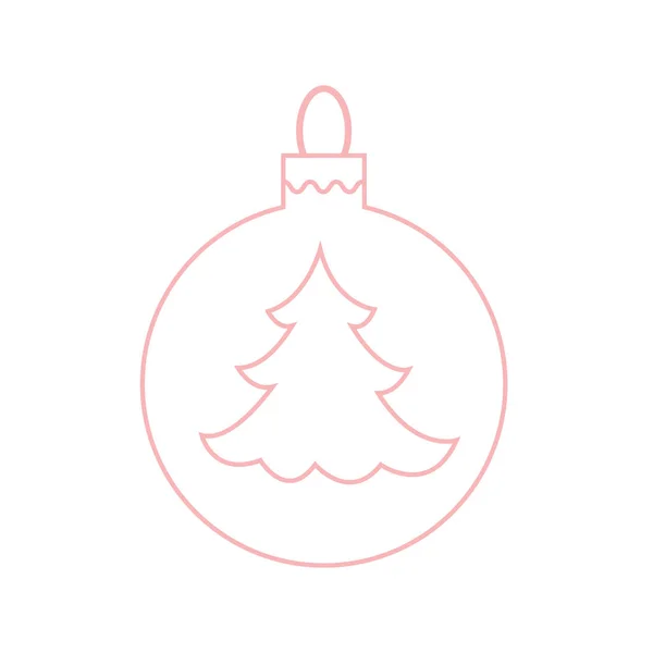 Vector icon Christmas ball with silhouette of Christmas tree. — Stock Vector