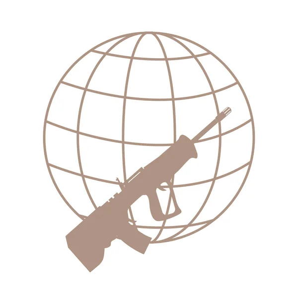 象征着世界对武器的图片： 步枪和全球 — 图库矢量图片