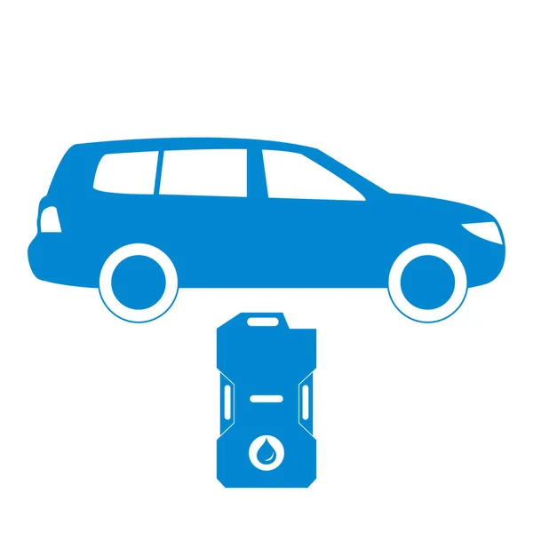 Icono estilizado del coche y bote de gasolina — Vector de stock