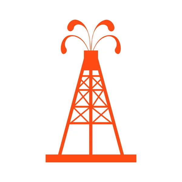 Icône stylisée de la plate-forme pétrolière avec des fontaines jaillissant huile avec — Image vectorielle