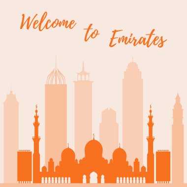 Birleşik Arap Emirlikleri gökdelenler silhouet vektör çizim