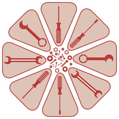 Farklı araçları ile renkli bir düzeni güzel resim 