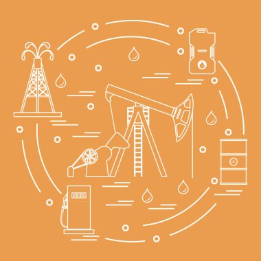 Petrol üretimi için donatım sevimli vektör çizim ca