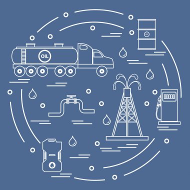 Sevimli vektör çizim petrol tankeri, petrol produ için donatım