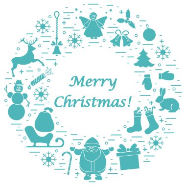 Farklı yeni yıl ve Noel simgeler vektör çizim 