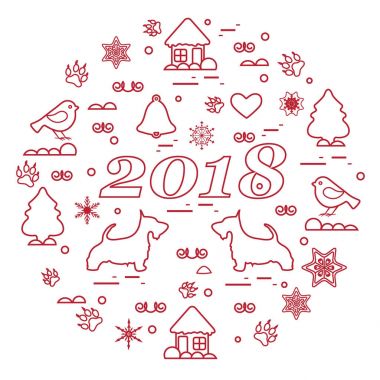 Farklı yeni yıl ve Noel sym sevimli vektör çizimi