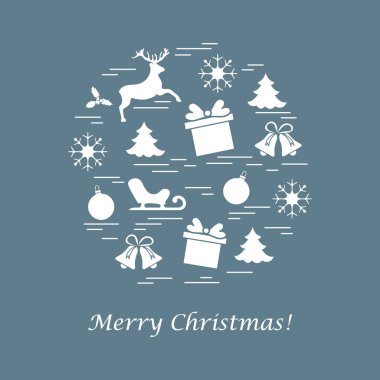 Farklı yeni yıl ve Noel simgeler vektör çizim.