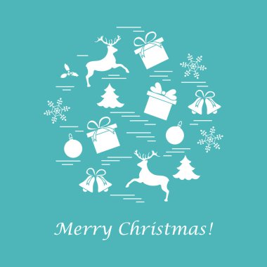 Farklı yeni yıl ve Noel simgeler vektör çizim.