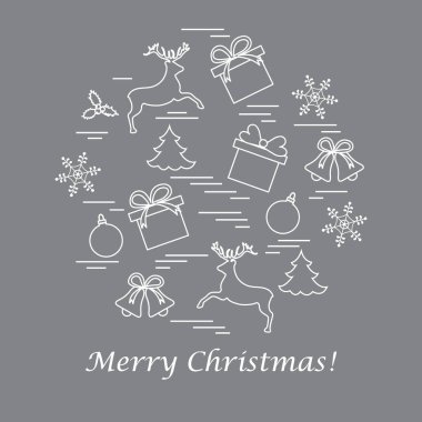 Farklı yeni yıl ve Noel simgeler vektör çizim 