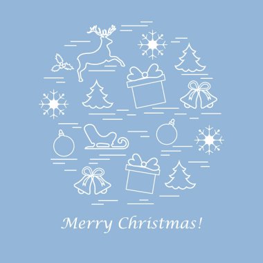 Farklı yeni yıl ve Noel simgeler vektör çizim 